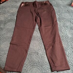 JM Collection Black Pants with Faux Leather Detail